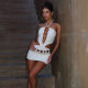 European and American Holiday Wind Bead String Strapless Split Belly Cover Slim dress Niche Design INS Net Red Same 2025