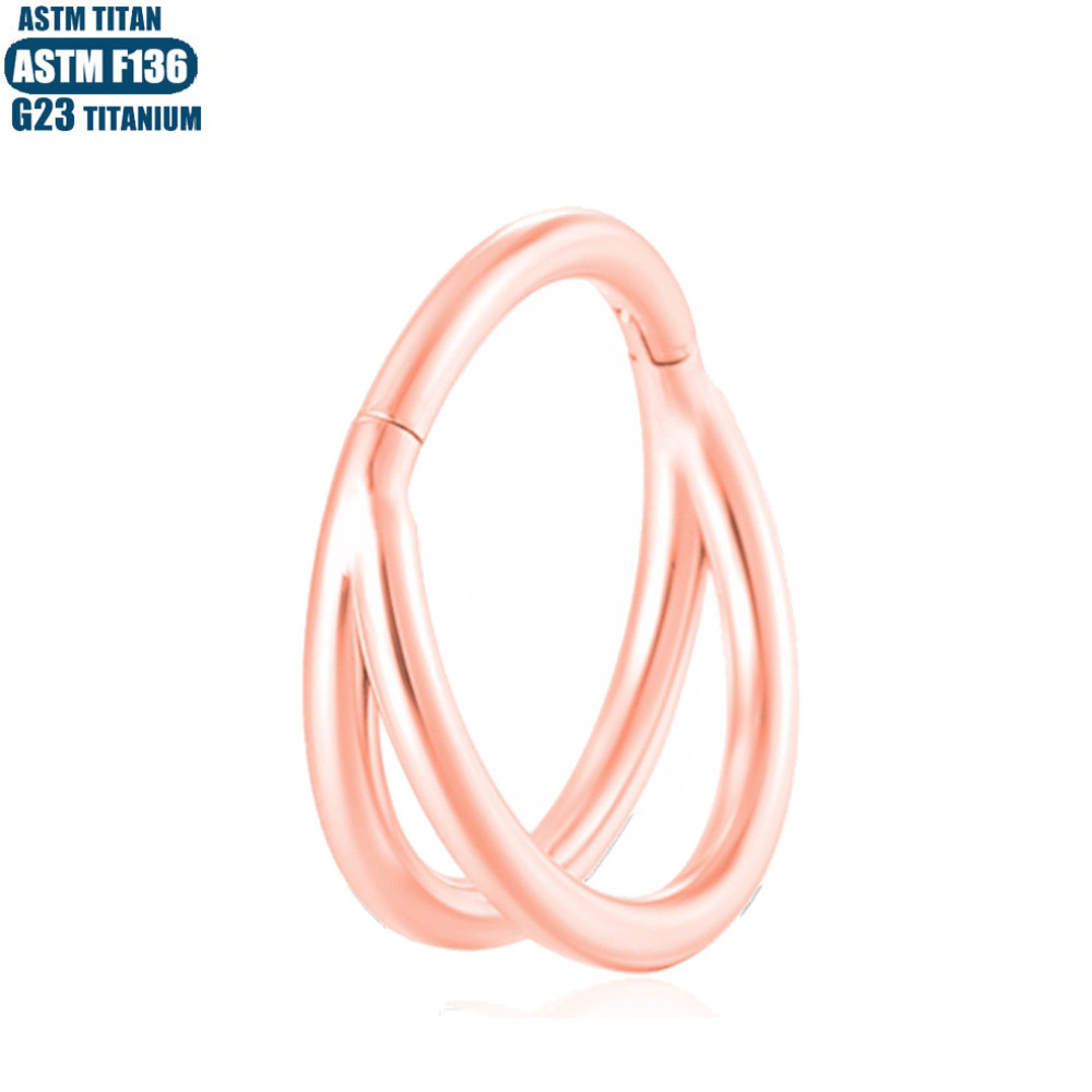 F136 Implant Grade Titanium Nose Ring Bifurcation Inlaid Zircon Seamless Ring Earrings Nose Piercing Jewelry detail image 18