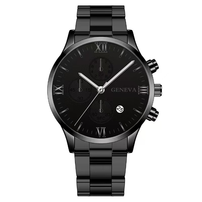 Placa negra Aguja plateada Cinturón negro (versión de horquilla plana)