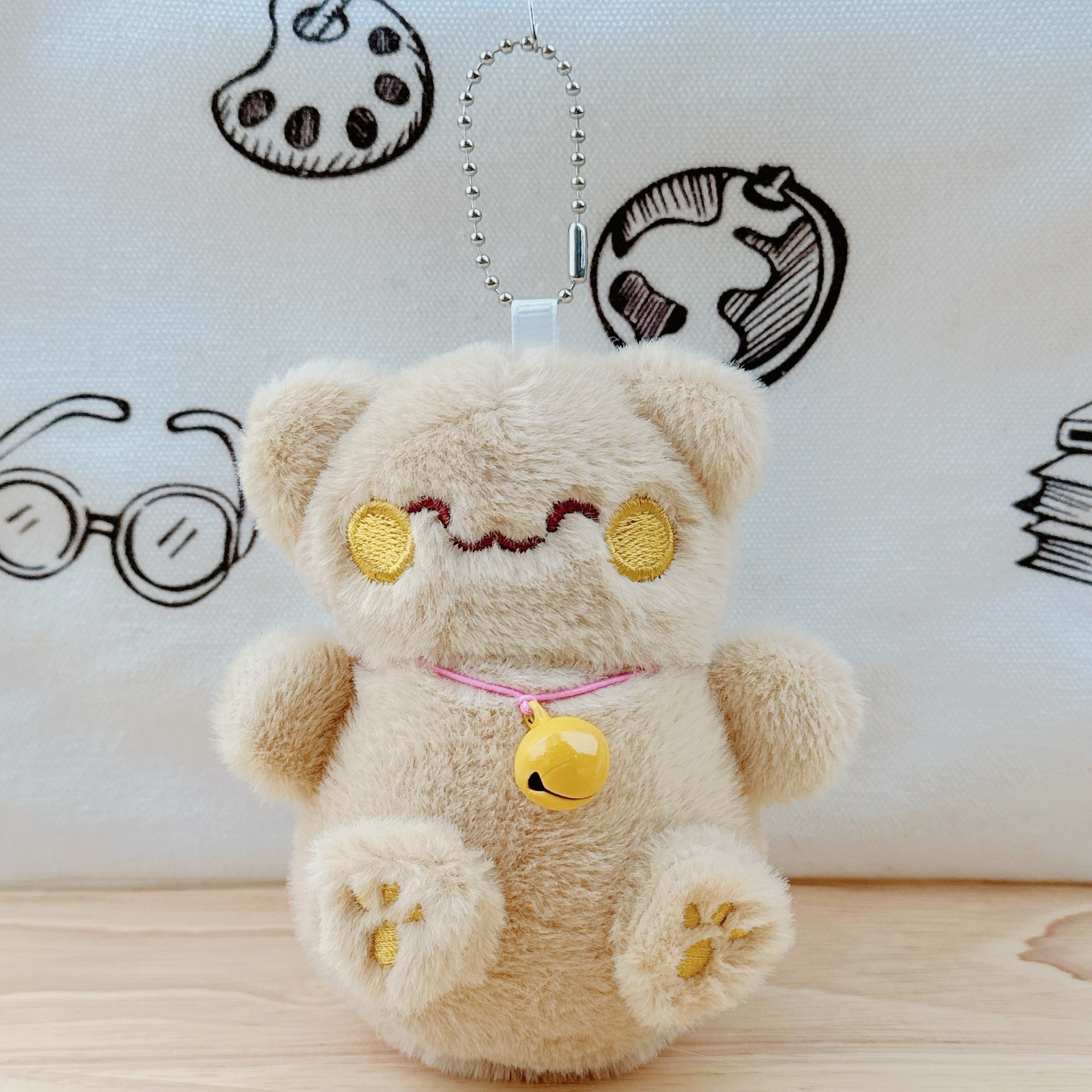 Caricatura campana gatos peluche muñeca llavero colgante lindo lindo lindo gatos bolsos colgantes muñeca máquina