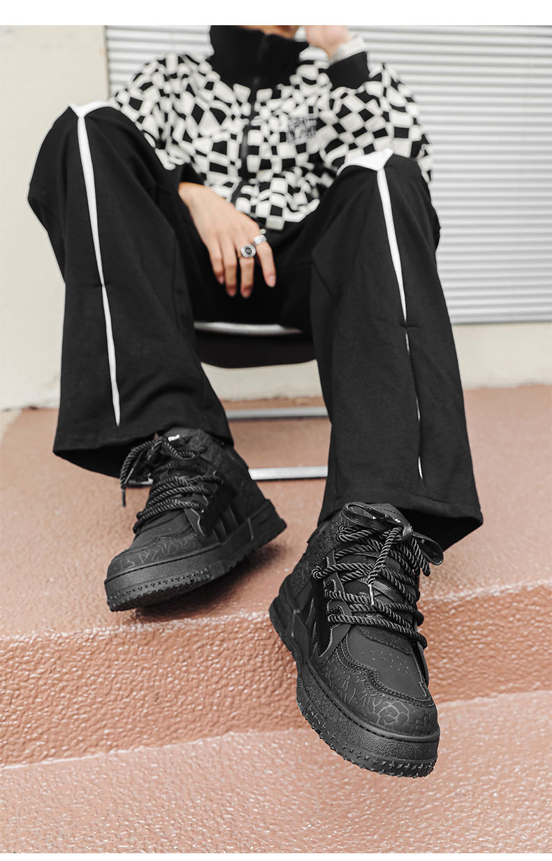 6109 male 6110 female plum blossom board 36-44 niche couple style high street American black samurai bread shoes_voghion.com