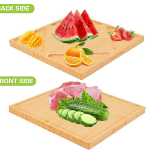 Bamboo Cutting Board for Home Kitchen Bamboo Fruit and Vegetable Board Double-Sided Usable with Sink Classification Slot Cutting Board