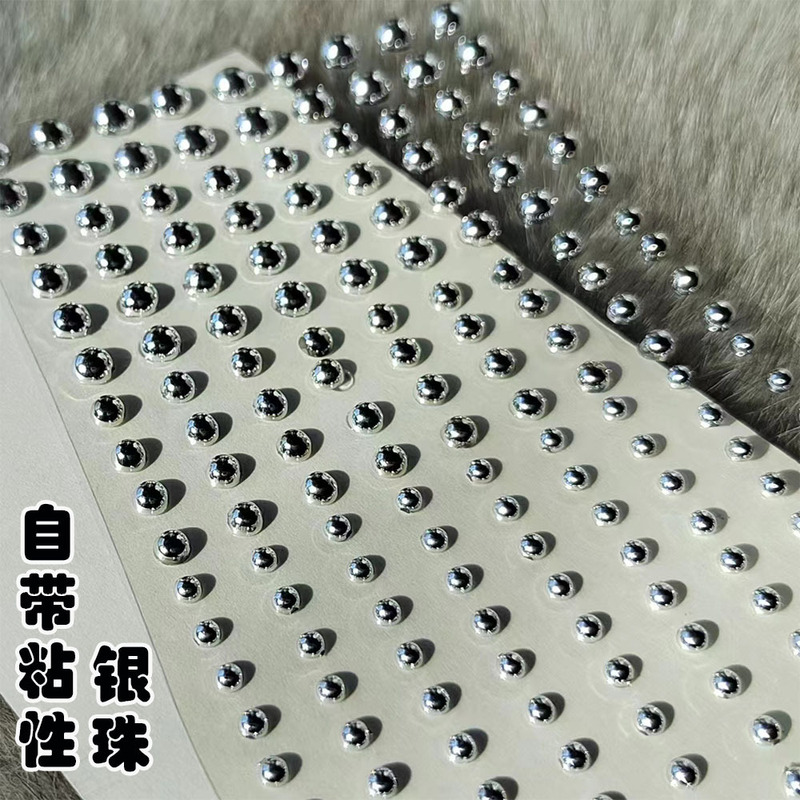 silver acrylic fake pearl silver beans single gum 3-4-5-6MM size gradient goddess face stickers
