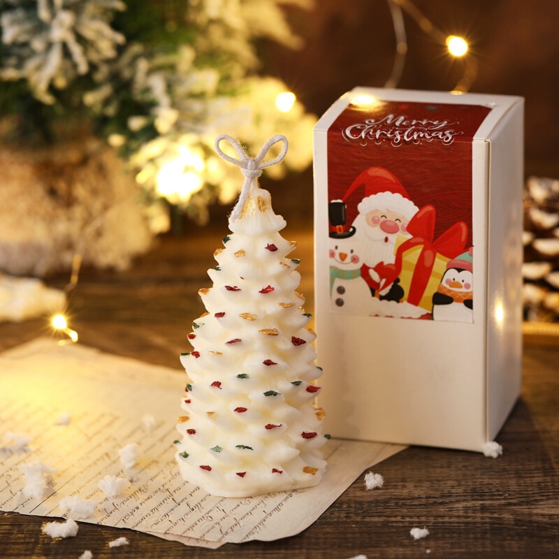 クリスマスのお土産クリスマスツリーの形の幾何学的なアロマキャンドルcandleクリスマスの雰囲気装飾品卸売り|undefined