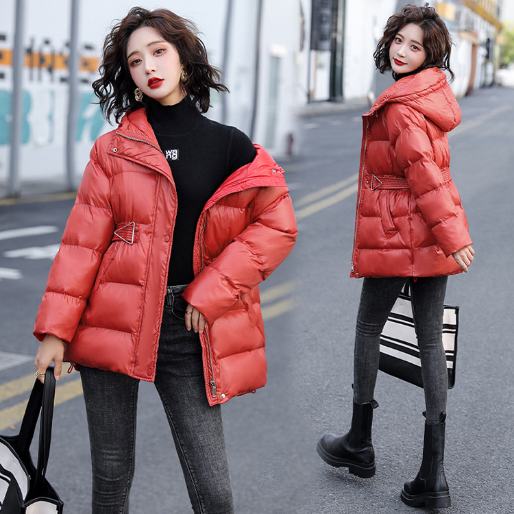 2021 winter new pattern Simplicity Solid fashion temperament Waist Hooded keep warm cotton-padded clothes