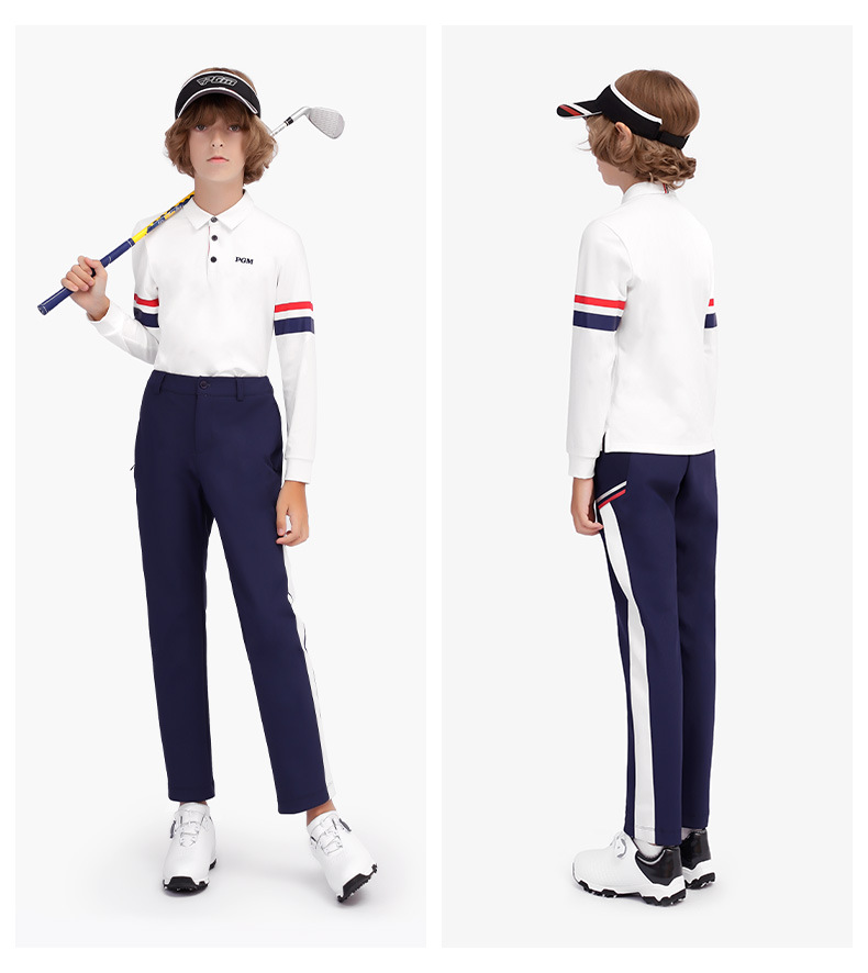 Áo thun dài tay golf bé trai PGM mùa thu đông — YF434-Áo màu trắng, YF459-màu xanh lá cây, YF459-màu trắng, YF434-Áo màu xanh nước biển chi tiết 25