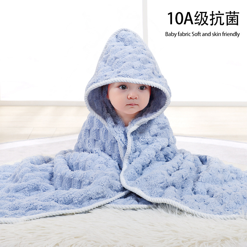 Newborn Baby Cloak Bath Towel Wearable Baby Coral Velvet Cloak Hooded Kidsren's Cartoon Hooded Bathrobe Quilt