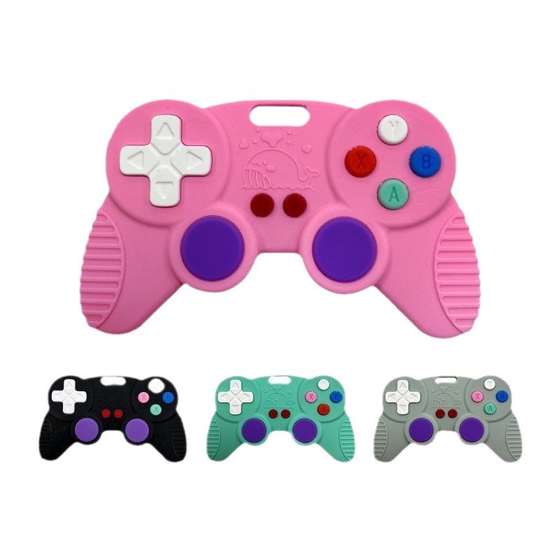 Navidad transfronteriza manija de juegos de descompresión de silicona de grado alimenticio diente infantil resistente a la comida mano palito de molienda de dientes para bebés