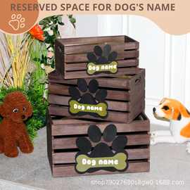 木制宠物零食罐头筐家用小猫小狗用品筐带把手牵引绳玩具收纳筐