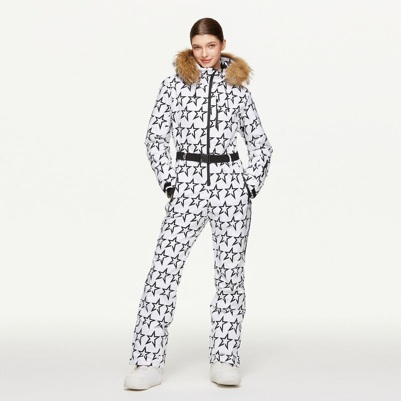 One-Piece Ski Suit for Women, Slim Fit, Winter Outdoor Windproof, Waterproof and Warm Ski Suit, European and American Cross-Border New Style One-Piece Ski Suit for Women, Slim Fit, Winter Outdoor Windproof, Waterproof and Warm Ski Suit, European and American Cross-Border New Style