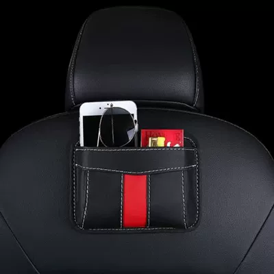 Cross-Border Car Storage Bag, In-Car Phone Holder, Adhesive Multi-Functional Mesh Pocket, Hanging Storage Bag, Car Storage Box (Car storage bag/box) - seat-sticky-style-black
