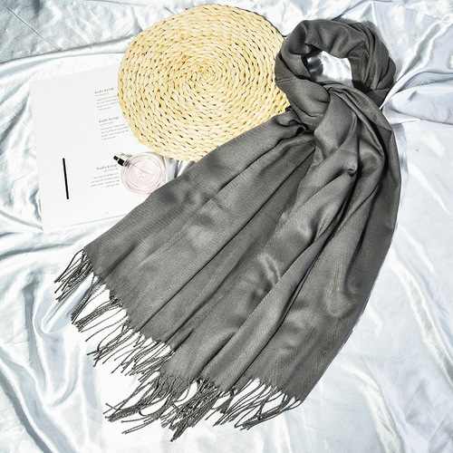 Single Color Women's Knitted Fringe Printed Scarf Women's Sunshade Rectangular Export Knitting Spring Scarf