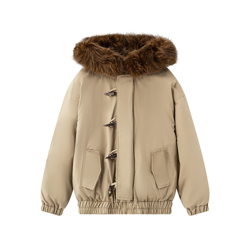 2025 ropa de invierno nueva ropa de algodón corno de buey botón corto para superar la chaqueta de invierno para mujeres