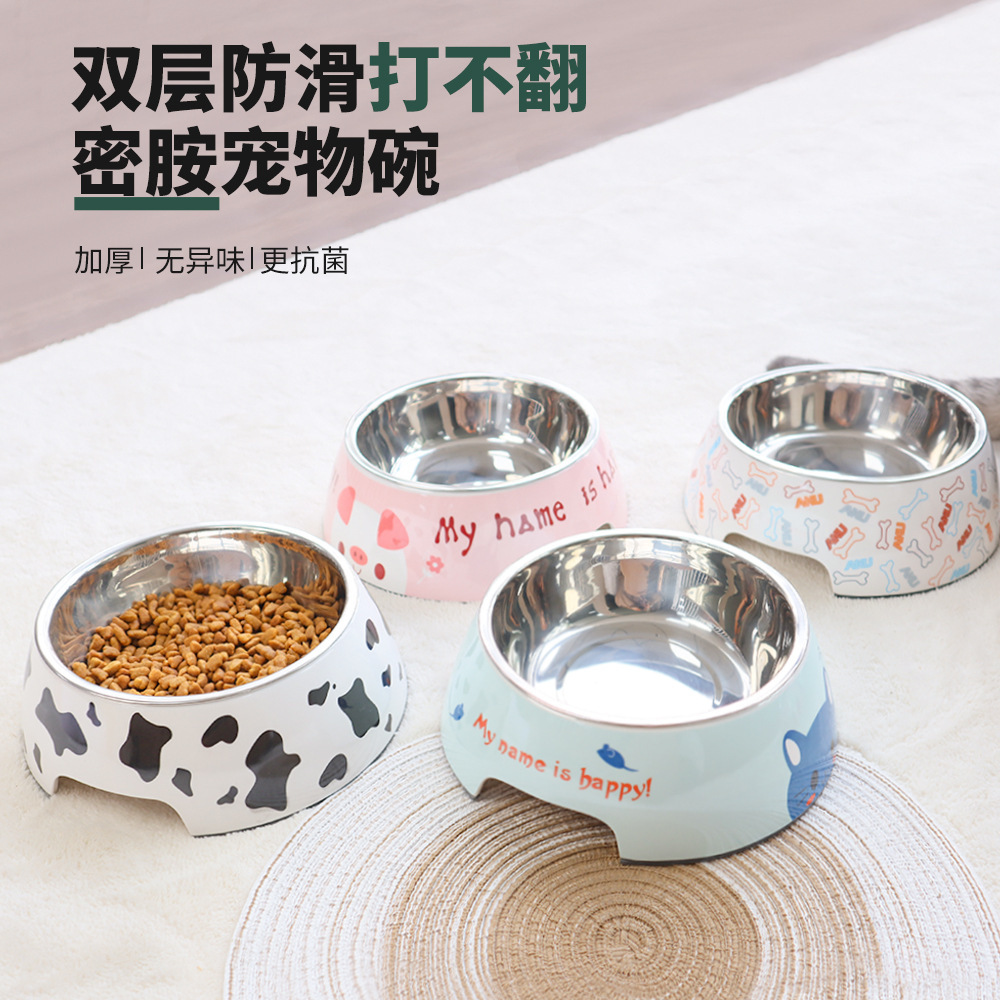 Maceta de comida para perros de doble capa, tazón de comida para gatos de acero inoxidable, tazón de comida para gatos para evitar volcar el tazón de agua para perros, tazón de comida para mascotas para perros grandes