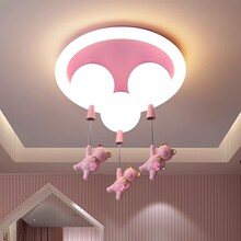 儿童房女孩小熊吊灯可爱温馨浪漫ins粉色少女灯房间灯公主卧室灯