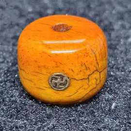 手工镶嵌万字牦牛骨桶珠油润复古老料灵骨diy文玩佛珠散配珠