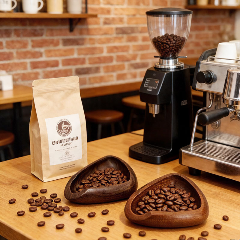 Coffee Bean Dish New Black Walnut Bean Dish Packaging Plate High-End Coffee Bean Beech Wood Scale Bean Dish Wholesale