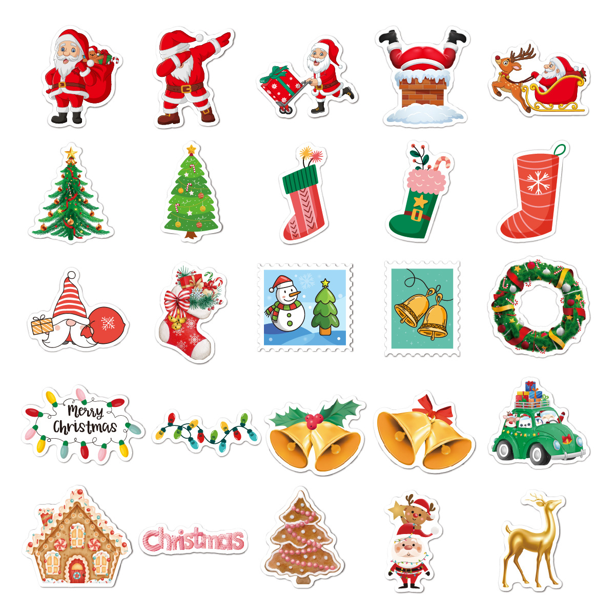Cute Cartoon Christmas Pattern Holiday Decoration Stickers 50 Pieces Wholesale display picture 3