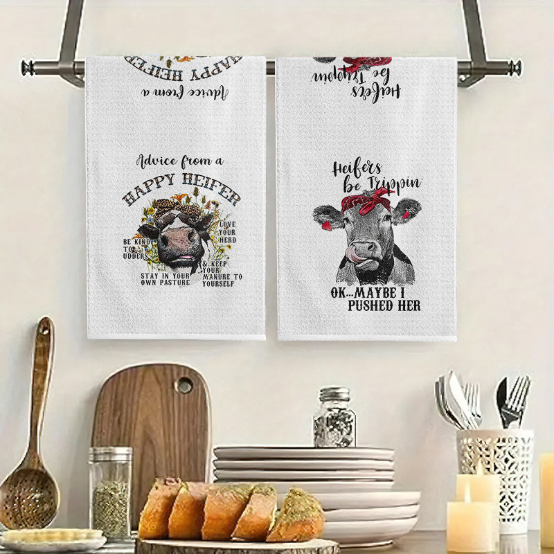 Interesting Cow Print Towel Foreign Trade Direct Supply Bathroom Microfiber Hand Drying Towel Kitchen Durable Dish Towel