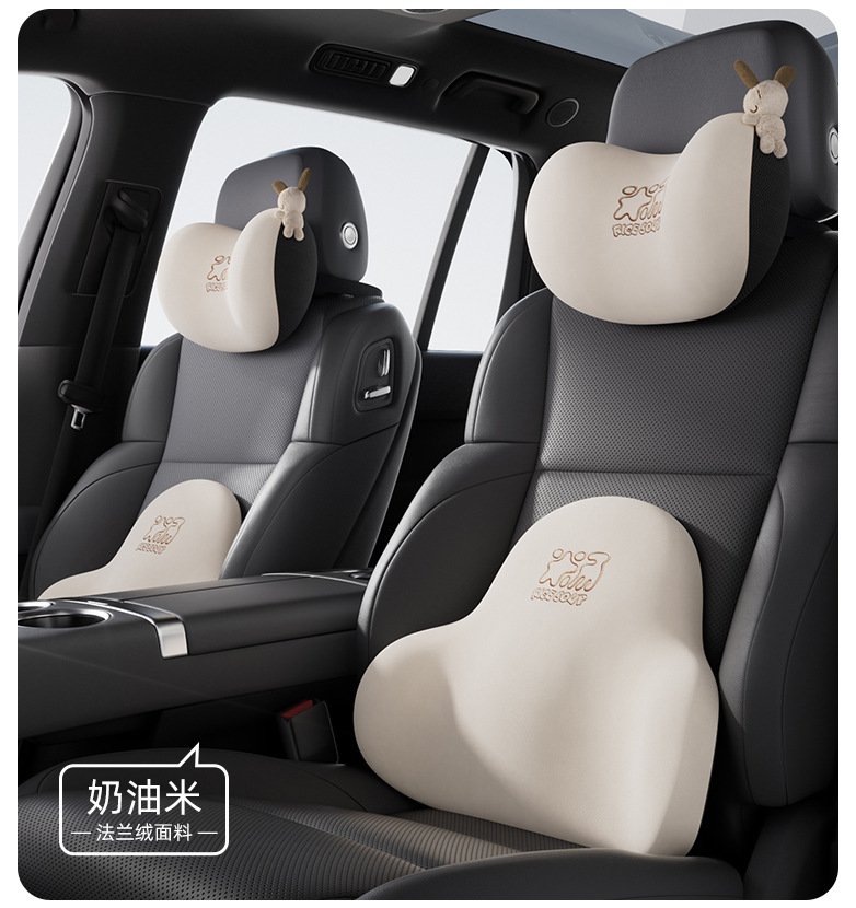 Aichewu Car Headrest Neck Pillow Pair of In-Car Pillows High-End Memory Foam Cartoon Cute Lumbar Support for Car Use