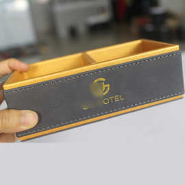 星级酒店客房皮具用品茶叶盒皮质收纳盒遥控器座收纳盒定 制LOGO