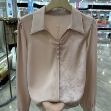 时尚妈妈装翻领长袖衬衫2025春秋新款洋气高贵小衫气质中老年上衣