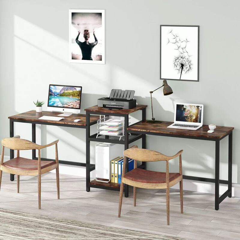 Cross-Border E-Commerce Specializes in Ultra-Long Office Desks with Printer Racks, Iron and Wood Combined with Source Manufacturer Furniture, Double Computer Desks Cross-Border E-Commerce Specializes in Ultra-Long Office Desks with Printer Racks, Iron and Wood Combined with Source Manufacturer Furniture, Double Computer Desks