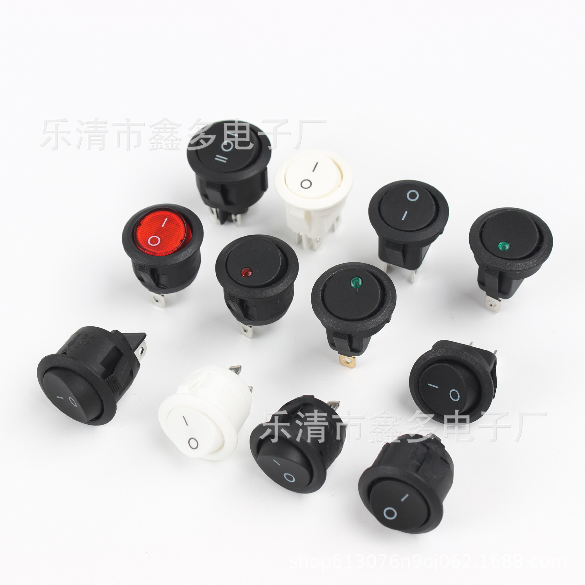 猫眼开关圆三档前进停止后退开关KCD1圆23MM三档带灯防水船型开关