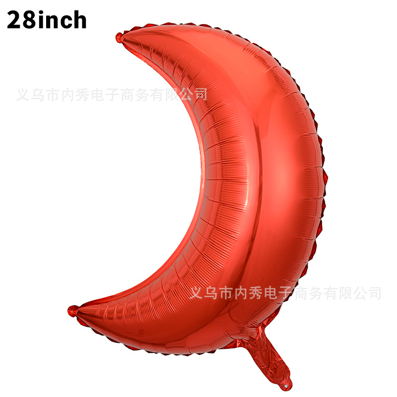 28 pulgadas forma de globo de luna película de aluminio Globo Fiesta de cumpleaños diseño decoración atmósfera forma de globo versión delgada Luna