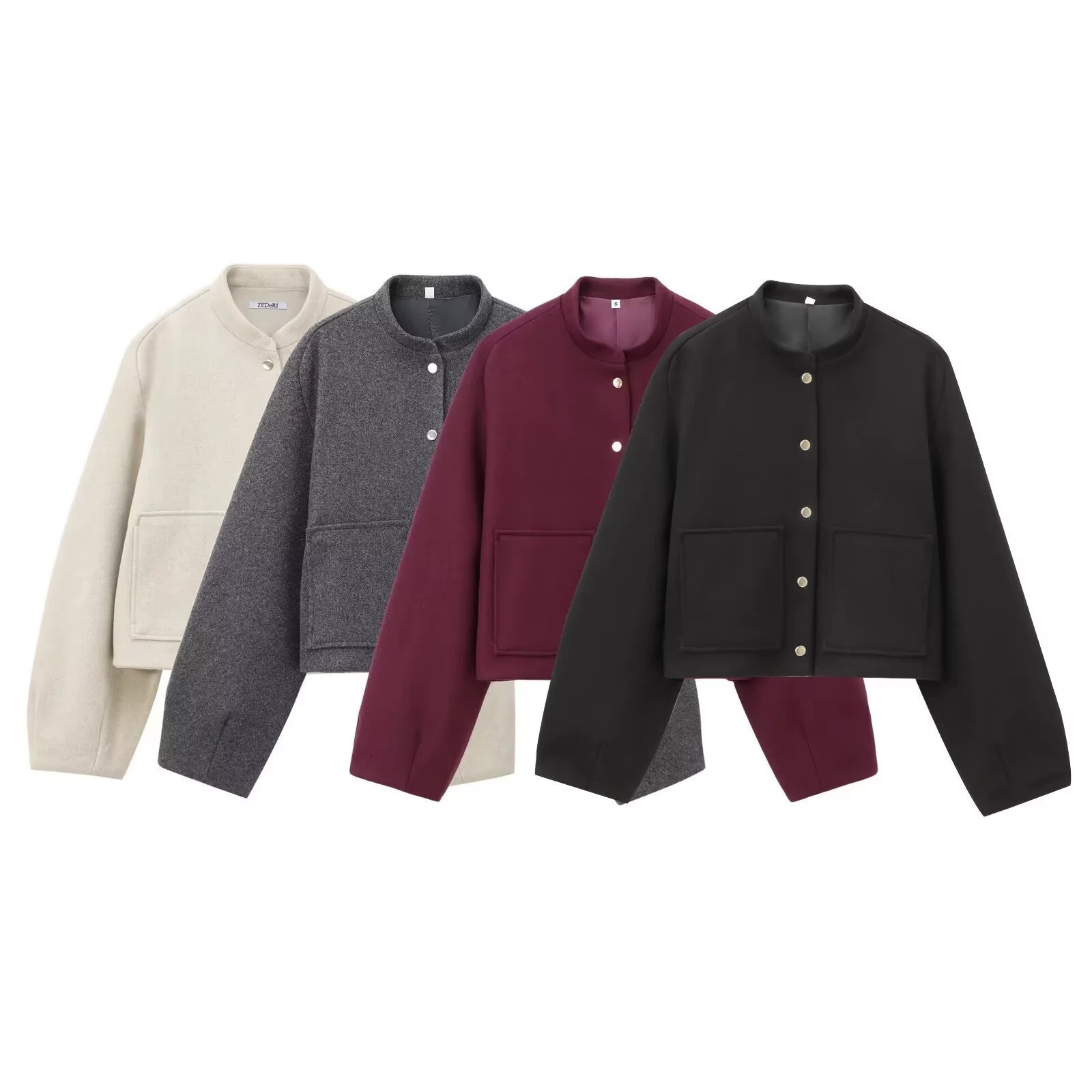 Трансграничная внешняя торговля новая женская европейская и американская мода небольшая стойка с воротником и сумкой с коротким пилотом куртка H1318