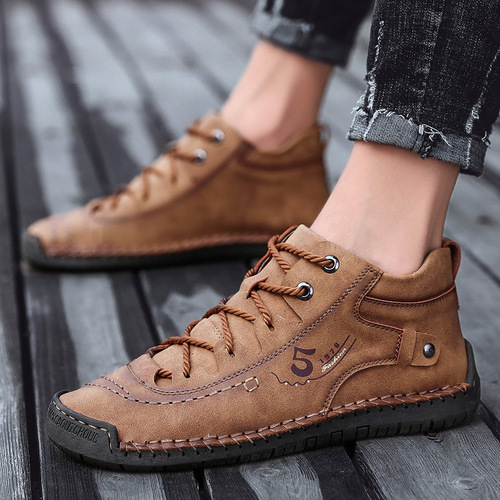 Men's trendy Martin boots, large size, fashionable high-top shoes, men's casual shoes, men's leather boots