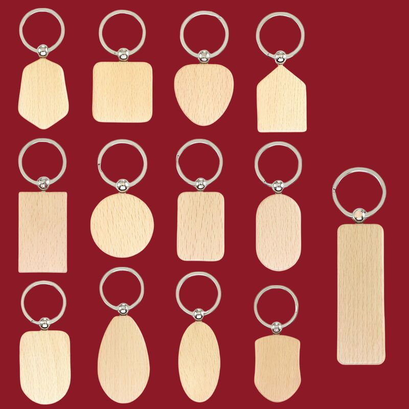 Beech wood key chain wooden small gift factory direct commodity wholesale cross-border wood key chain