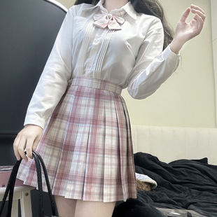 Original Genuine Jk Gold and Silver Double Line Student Pleated Skirt Skirt Plaid Skirt Uniform Female Short Skirt