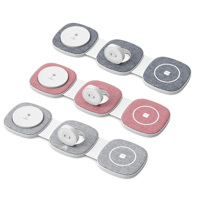 Mobile phone wireless charger watch headset mobile phone charging stand folding mini three-in-one wireless charging fast charging