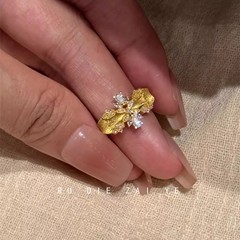 织光少女~梦中情戒精工拉丝锆石戒指复古轻奢高级开口戒