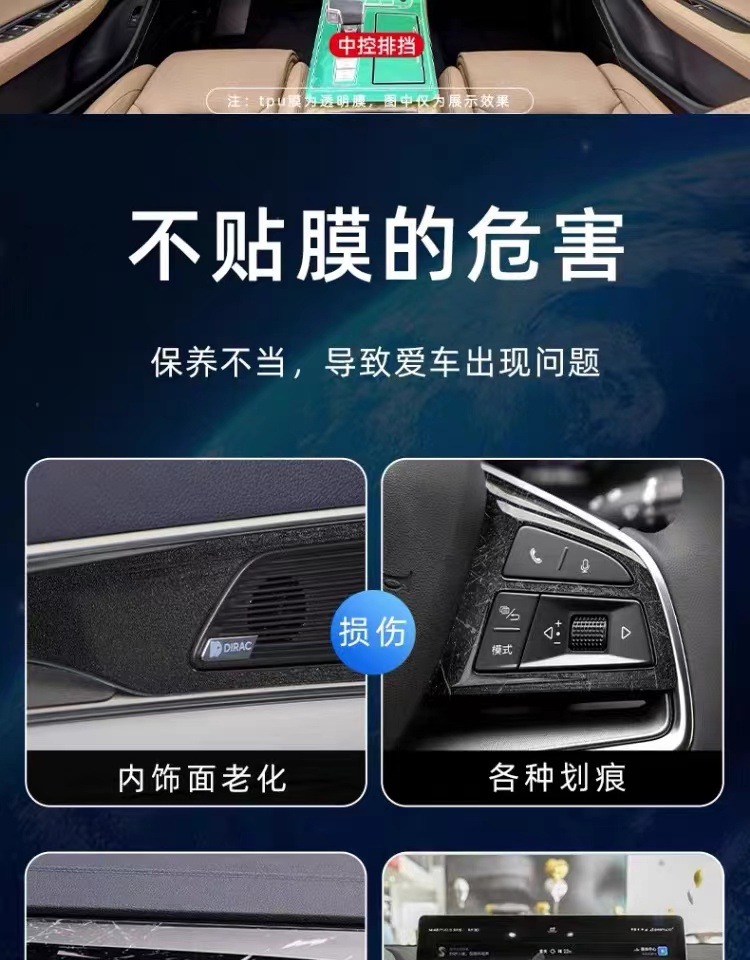 Suitable for Audi Q7, this interior protection film is designed for the center console and navigation screen. It's a car accessory for the 2024 model, used for modification and protection