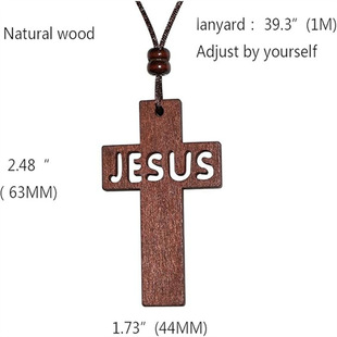 Cross-Border Selection of New Halloween Wooden Decorations Cross Wood Art Handmade Crafts Jesus ​​Necklace