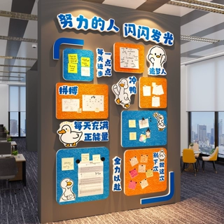 毛毡墙贴办公室文化墙面装饰画公司企业氛围布置告示栏展板装饰