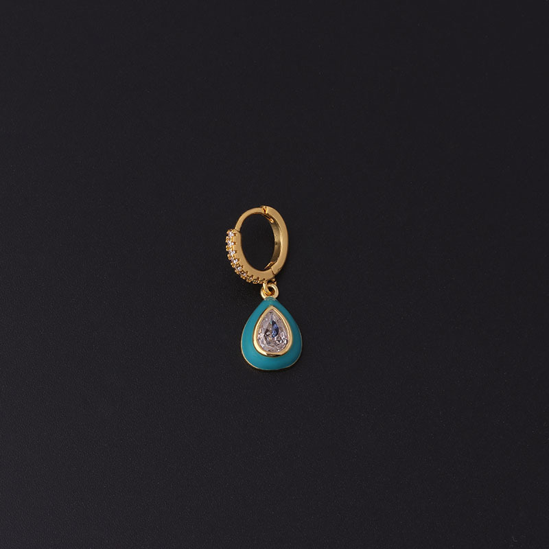 inlaid zircon water drop shape copper ear clip wholesale Nihaojewelry