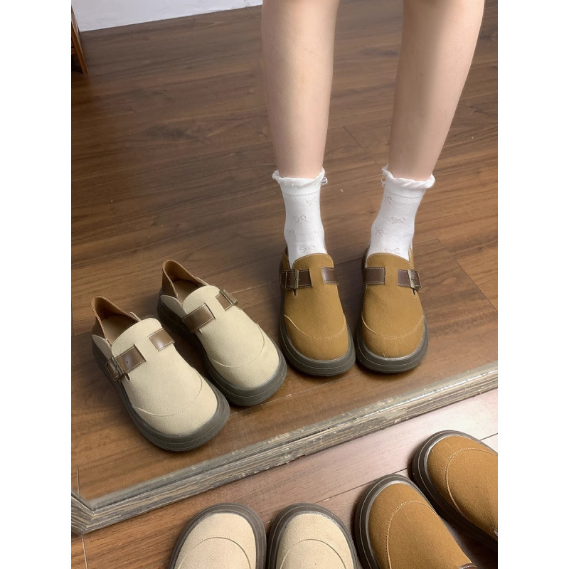 여성을위한 포레스트 스타일 문학 부드러운 가죽 플랫 슈즈 2024 새로운 레트로 캐주얼 슬립 온 BIRKENSTOCK 신발