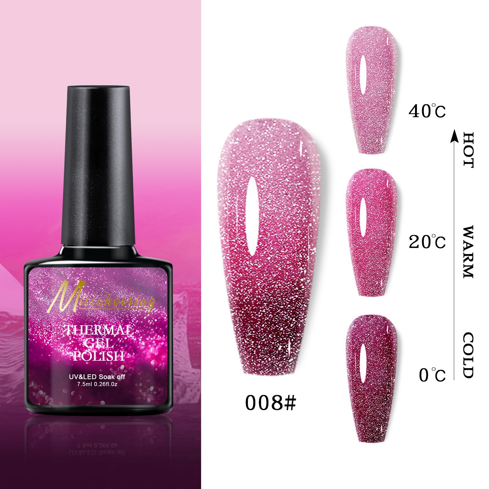 Esmalte de uñas de gel con efecto aurora que cambia con la temperatura, gel de diamante opal, gel de fototerapia de tres etapas que cambia con la temperatura, juego al por mayor.