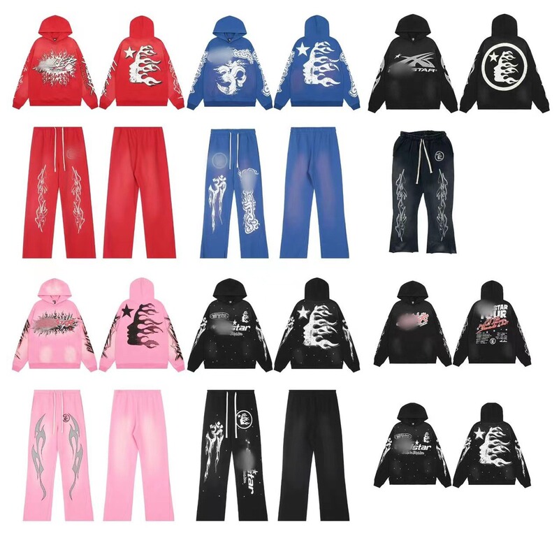 Foreign Trade Autumn and Winter New American-Style Trendy Brand Hell Hell Star High Street Retro Distressed Hoodie for Men and Women Couples Cross-Border