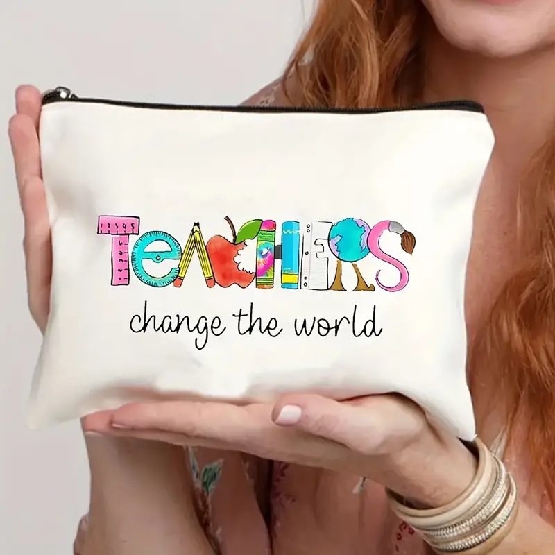 Bolsa de maquillaje transfronteriza para maestros regalo maestro cremallera bolsa impermeable Lino maquillaje bolsa de almacenamiento maestro regalo