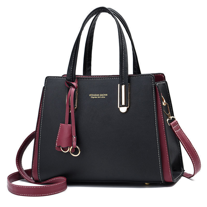 Middle-aged color matching women's bag 2022 new fashion handbag Korean version of the atmosphere contrast color shoulder diagonal bag a generation of hair