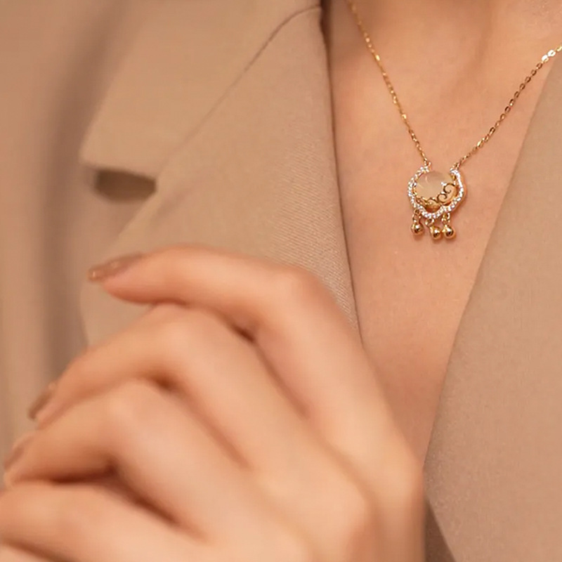 New 925 silver clavicle chain auspicious clouds and peace wishful lock necklace female