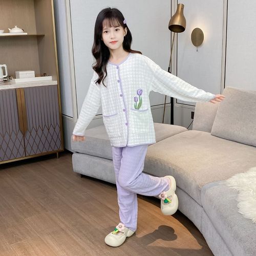 Ladycotton Tulip Home Set for Girls, Sweet and Soft Cotton Blouse and Pajamas, 2024 Spring New Arrival