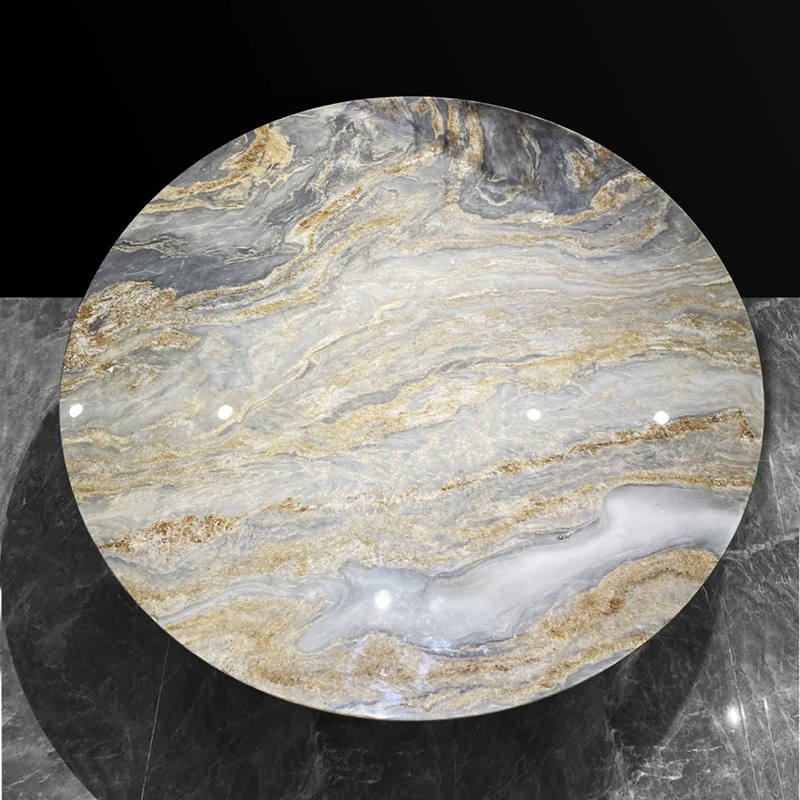 Yunfu personalizada Mesa Redonda mesa de té tocadiscos de producción de piedra artificial TV gabinete borde varios de lujo Mesa de Piedra