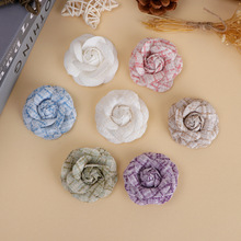 厂家直供小香风千鸟格山茶花手工布艺花朵 DIY头饰服饰胸花配件