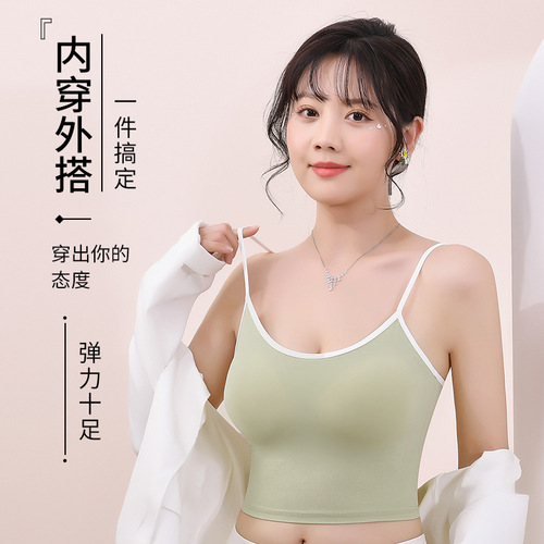 Sports Bra with Ice Silk Fabric, Comfortable Backless Top, Women's Chest Pad Cover Bra, No Underwire, Factory Wholesale