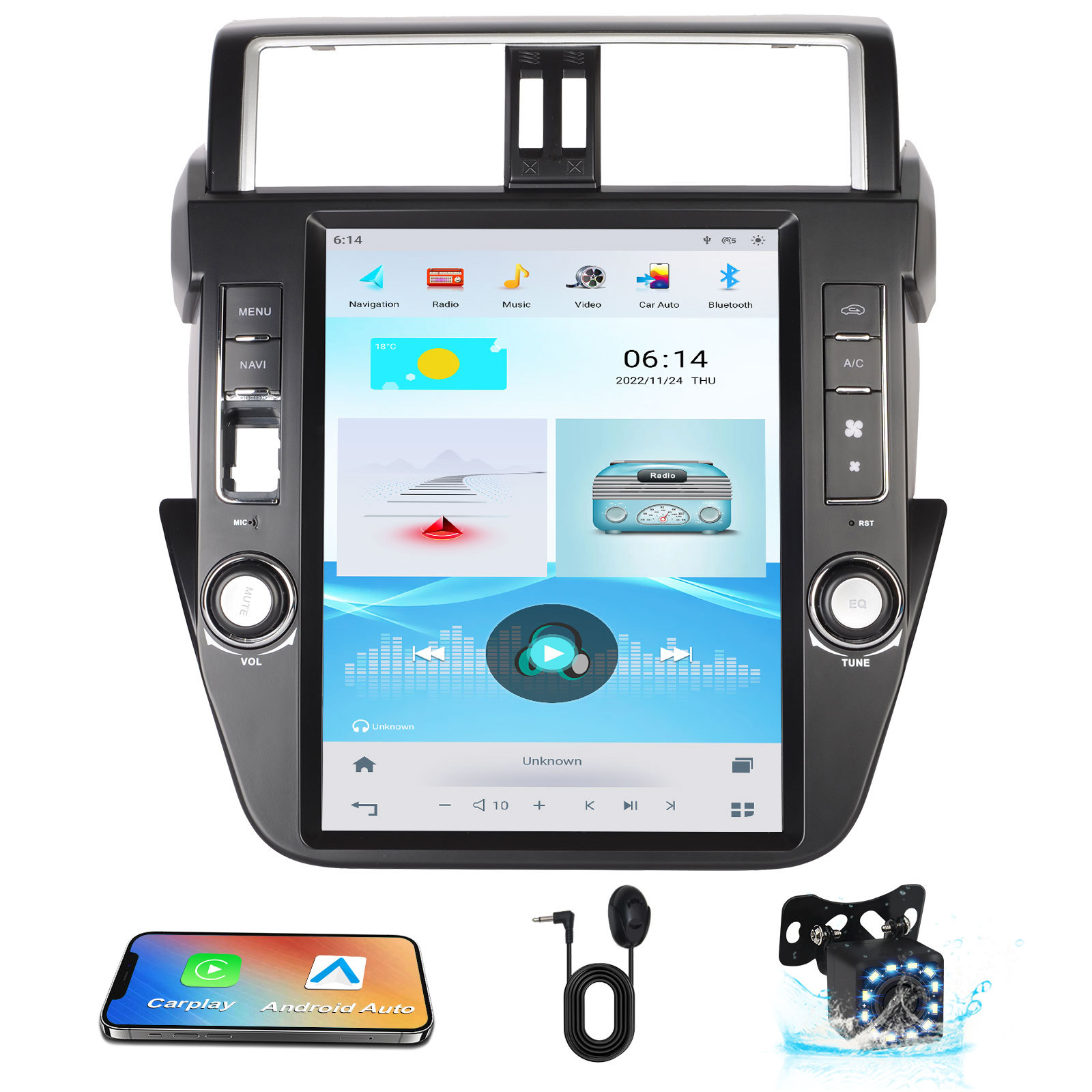 12.1 inch Vertical Screen Android Car Navigation for Toyota Prado 2014-